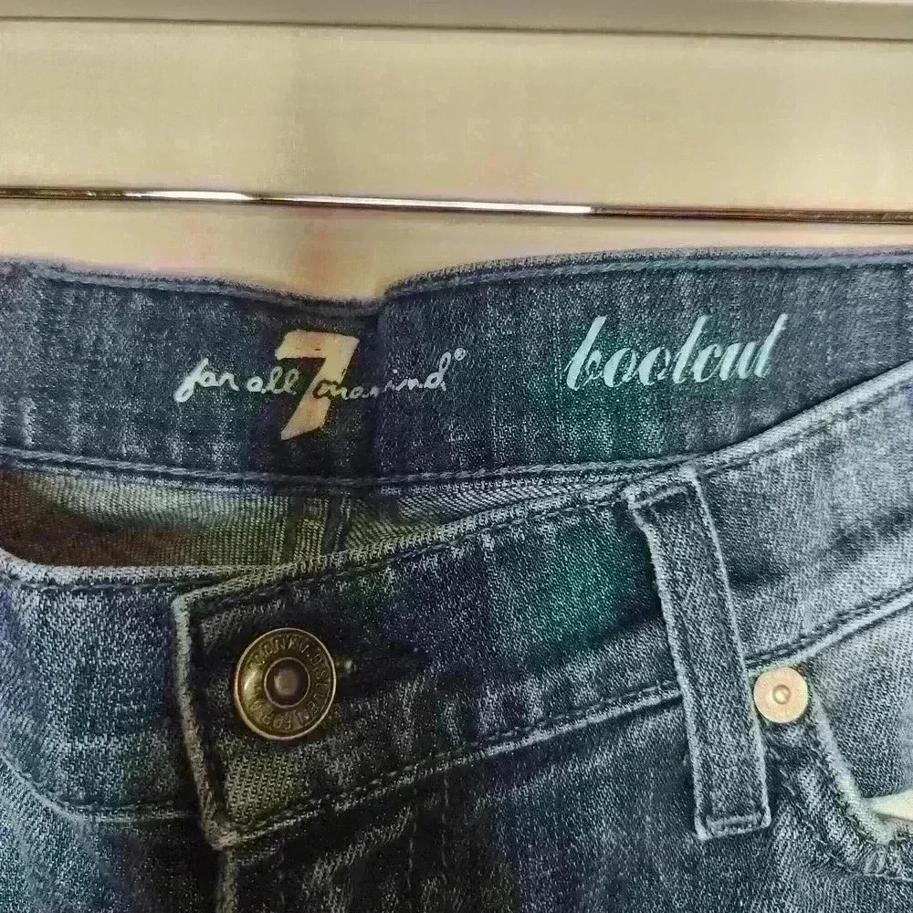 7 for all mankind women's medium wash low rise bootcut jeans size 28 - Picture 6 of 9